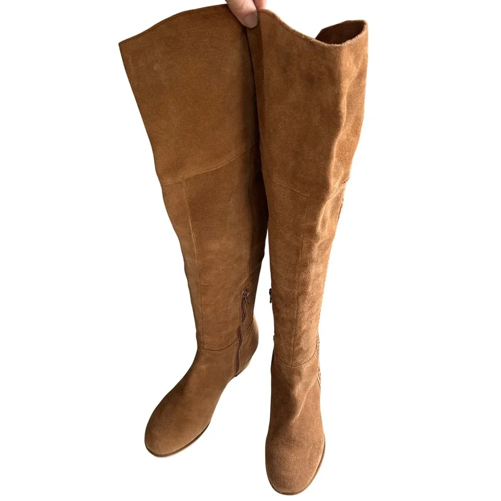 Matisse Suede Tan Over The Knee Boots Size 8‎ Braided Tall boho western